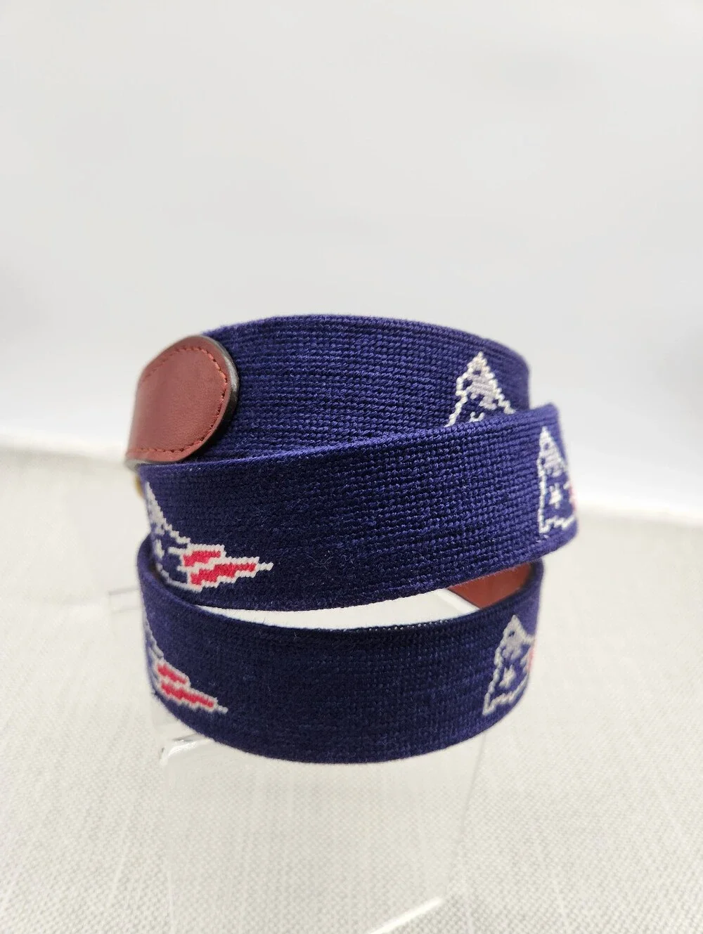 Smathers & Branson Size 40 New England Patriots Belt Needlepoint Hand Stitch